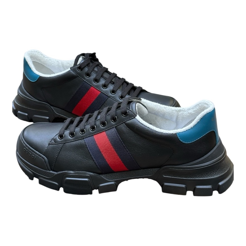 Gucci Men's Black Sneakers with Red and Blue Stripes - Picture 3 of 4